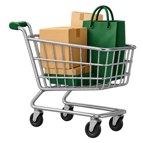 Troli beli-belah penuh dengan produk